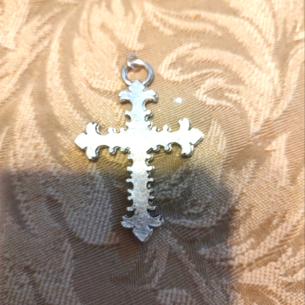 ▫️✝️▫️Beautiful Vintage Ornate Silver Metal Cross Pendant - Picture 8 of 9